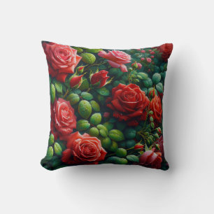 "Dewy Red Roses" Kussen