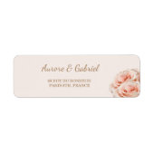 Dewy roze rozen champagne bruiloft adres label (Voorkant)