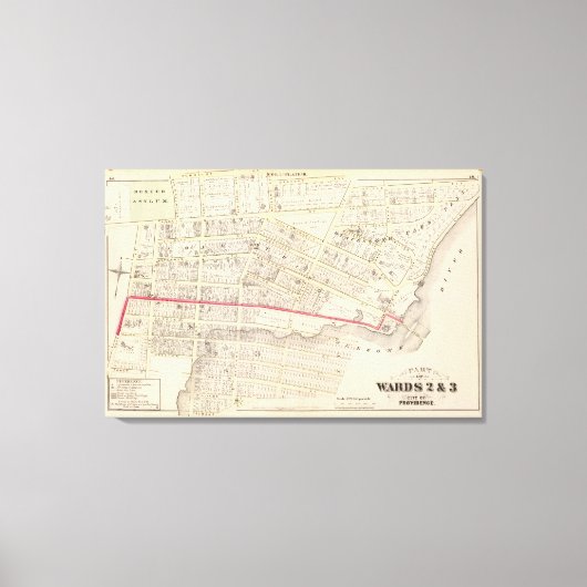 Dexter Asylum en Central Bridge Atlas Map Canvas Afdruk (Voorkant)