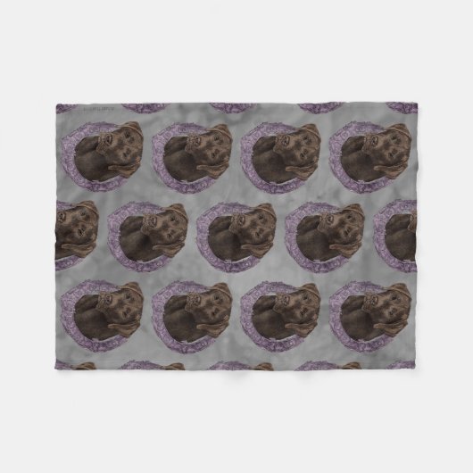 Dexter - Chocolate Lab Fleece Deken (Voorkant (Horizontaal))