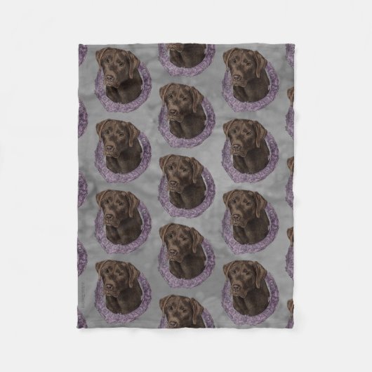 Dexter - Chocolate Lab Fleece Deken (Voorkant)