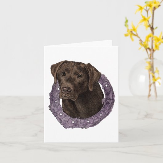 Dexter - Chocolate Lab Kaart (Gele Bloem)