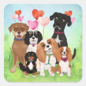 Dexter de hond en vrienden alle honden vierkante sticker (Voorkant)