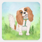 Dexter de hond en vrienden Blenheim Cavalier Vierkante Sticker (Voorkant)