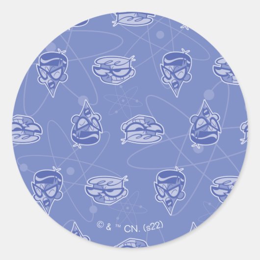 Dexter en Mandark Atomic Pattern Ronde Sticker (Voorkant)