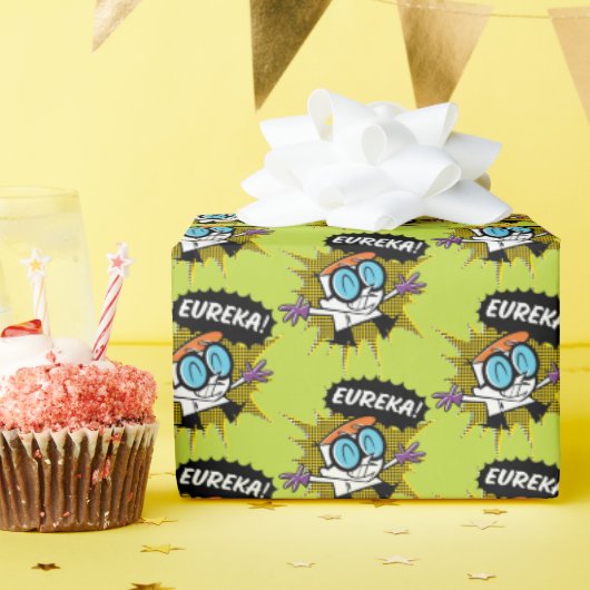 Dexter "Eureka!" Halftone Callout Grafisch Cadeaupapier (Verjaardagsfeest)