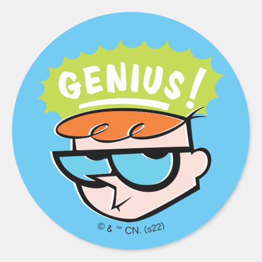 Dexter "Genius" Callout Graphic Ronde Sticker (Voorkant)