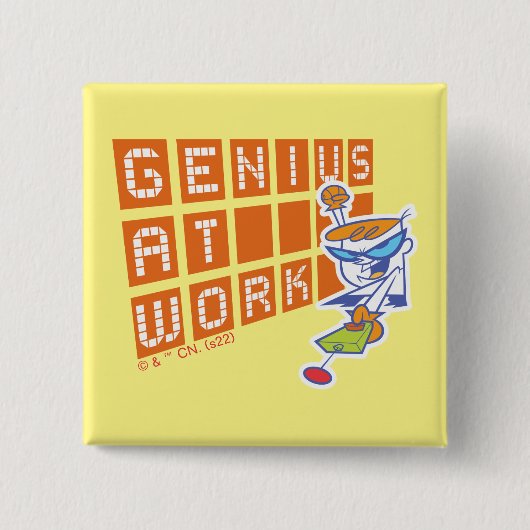 Dexter "Genius op het werk" Vierkante Button 5,1 Cm (Voorkant)