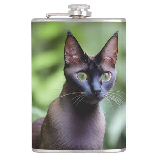 Dexter The Black Siamese Cat, Hip Flask Heupfles (Voorkant)