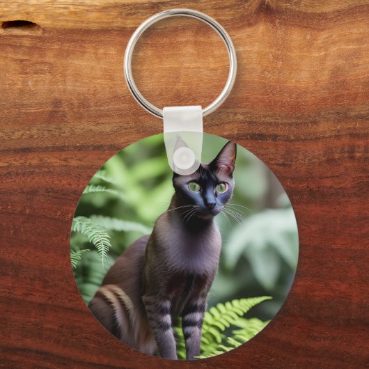 Dexter The Black Siamese Cat, Keyring Sleutelhanger (Voorkant)