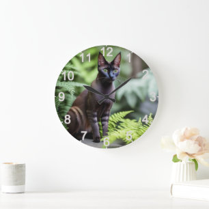 Dexter The Black Siamese Cat, Wall Clock Grote Klok
