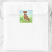 Dexter the Dog and Friends Chocolate Lab Mix Vierkante Sticker (Tas)
