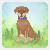 Dexter the Dog and Friends Chocolate Lab Mix Vierkante Sticker (Voorkant)
