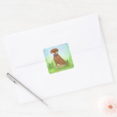 Dexter the Dog and Friends Chocolate Lab Mix Vierkante Sticker (Envelop)