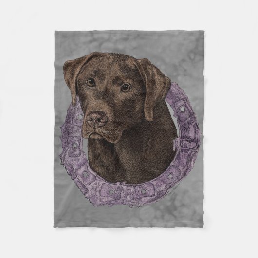 Dexter versie 2 - Chocolate Lab Fleece Deken (Voorkant)
