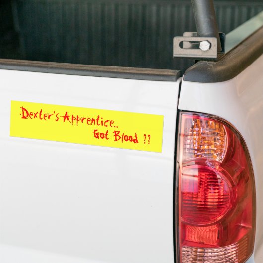 Dexter's Apprentice... heb je bloed? Bumpersticker (Op Truck)
