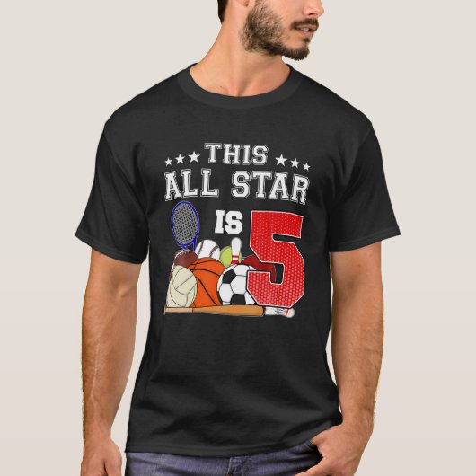Deze All Star is 5 jaar oud Kind 5e verjaardag T-shirt (Voorkant)
