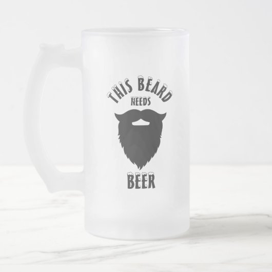 Deze baard heeft bier nodig, matglas bierpul (Links)