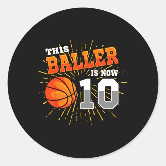 Deze baller is nu 10 basketbal 10e verjaardag par ronde sticker (Voorkant)