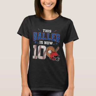 Deze baller is nu 10 jaar oud honkbal 10e geboorte t-shirt