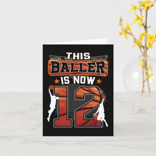 Deze Baller Is Nu 12 Cool Basketbal 12e verjaardag Kaart (Gele Bloem)