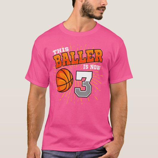 Deze baller is nu 3 basketbal 3e verjaardagsfeest t-shirt (Voorkant)
