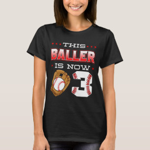 Deze baller is nu 3 honkbal verjaardagsthemafeest t-shirt