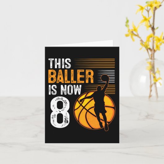 Deze Baller Is Nu 8 Jaar Oud Basketbal 8e Verjaard Kaart (Gele Bloem)