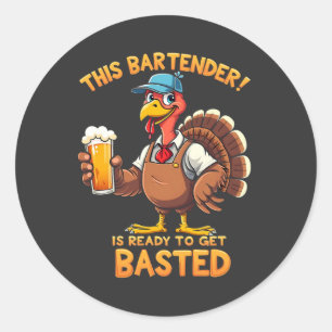Deze barman is klaar om te worden gestraald ronde sticker