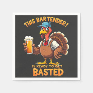 Deze barman is klaar om te worden gestraald servet