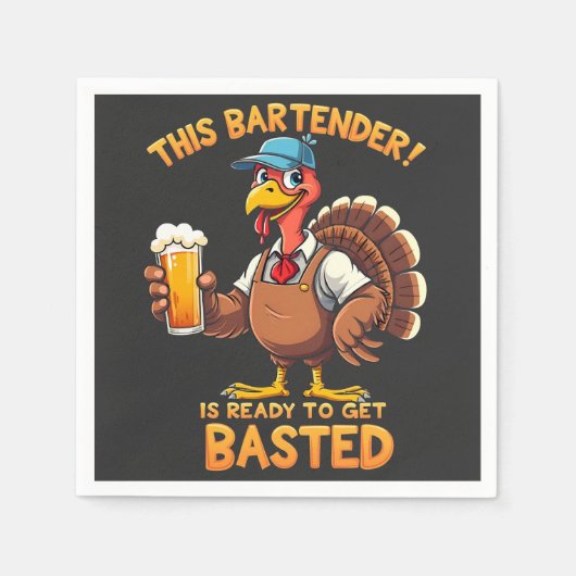 Deze barman is klaar om te worden gestraald servet (Voorkant)