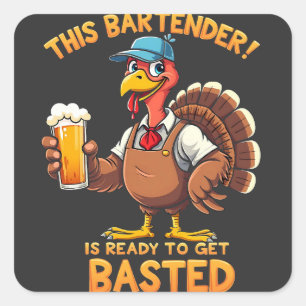 Deze barman is klaar om te worden gestraald vierkante sticker