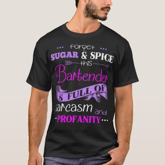 Deze barman zit vol met sarcasme Funny Bartender T-shirt (Voorkant)