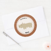 Deze behoort tot Back to School Rhino Naam Ronde Sticker (Envelop)