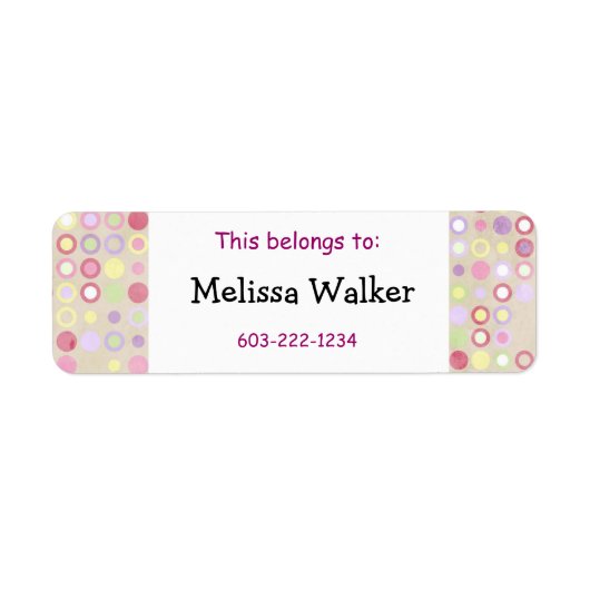 Deze behoort tot - Custom Name Pink Stippen Kind Etiket (Voorkant)