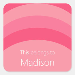 Deze behoort tot de roze strepen witte naam vierkante sticker