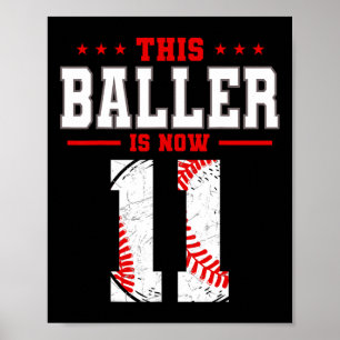 Deze bezoeker is nu 11-jarige Baseball Theme Bday Poster