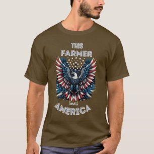 Deze boer houdt van de Amerikaanse patriottische a T-shirt