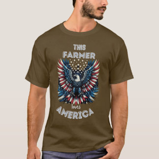 Deze boer houdt van de Amerikaanse patriottische a T-shirt