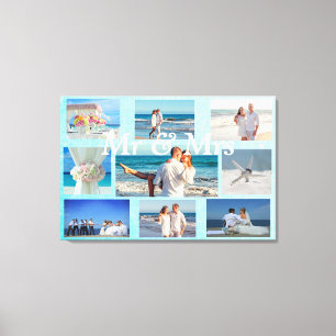 Deze bruiloft-foto-collage-wandkunst personalisere canvas afdruk
