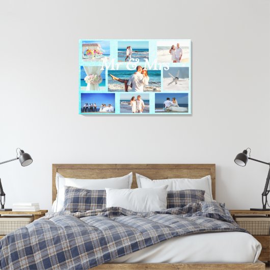 Deze bruiloft-foto-collage-wandkunst personalisere canvas afdruk (Insitu (Slaapkamer))