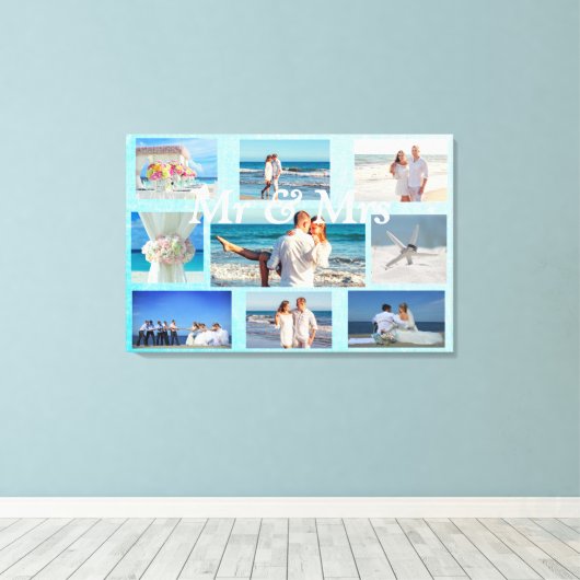 Deze bruiloft-foto-collage-wandkunst personalisere canvas afdruk (Insitu (Houten vloer))