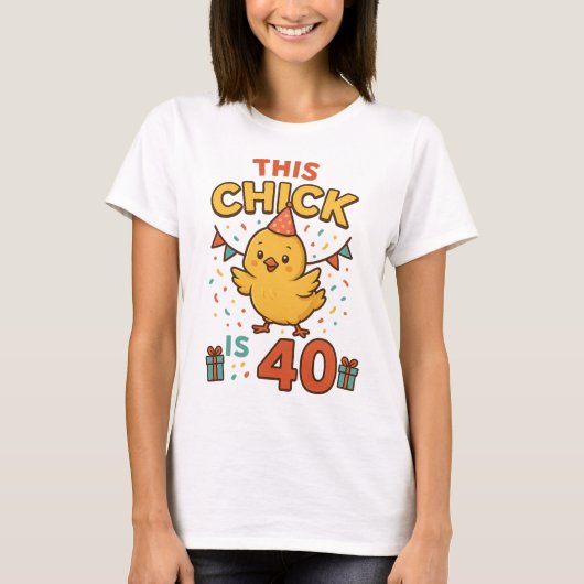 Deze chick is 40 Schattigee en leuke verjaardag T-shirt (Voorkant)