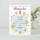 Deze Chick Rooster Chicken Boerderij Blue Boy Verj Kaart (Staand voorkant)