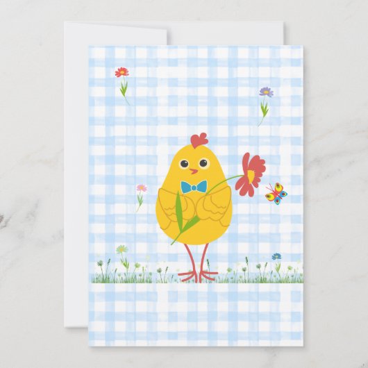 Deze Chick Rooster Chicken Boerderij Blue Boy Verj Kaart (Achterkant)