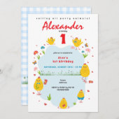 Deze Chick Rooster Chicken Boerderij Blue Boy Verj Kaart (Voorkant / Achterkant)