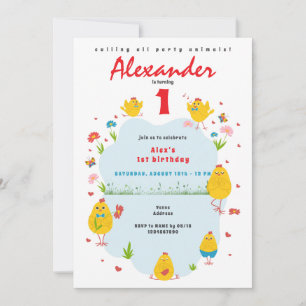 Deze Chick Rooster Chicken Boerderij Blue Boy Verj Kaart