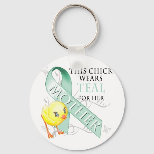 Deze Chick Wears Blauwgroen voor haar moeder Sleutelhanger (Voorkant)