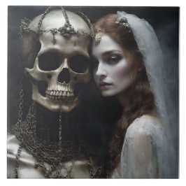 Deze close-up demonische bruid geketend door roest tegeltje