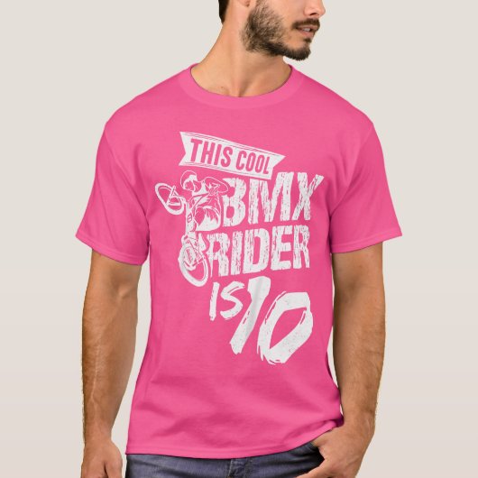 Deze coole BMX rijder is 10 BMX Fietsfiets MTB BMX T-shirt (Voorkant)